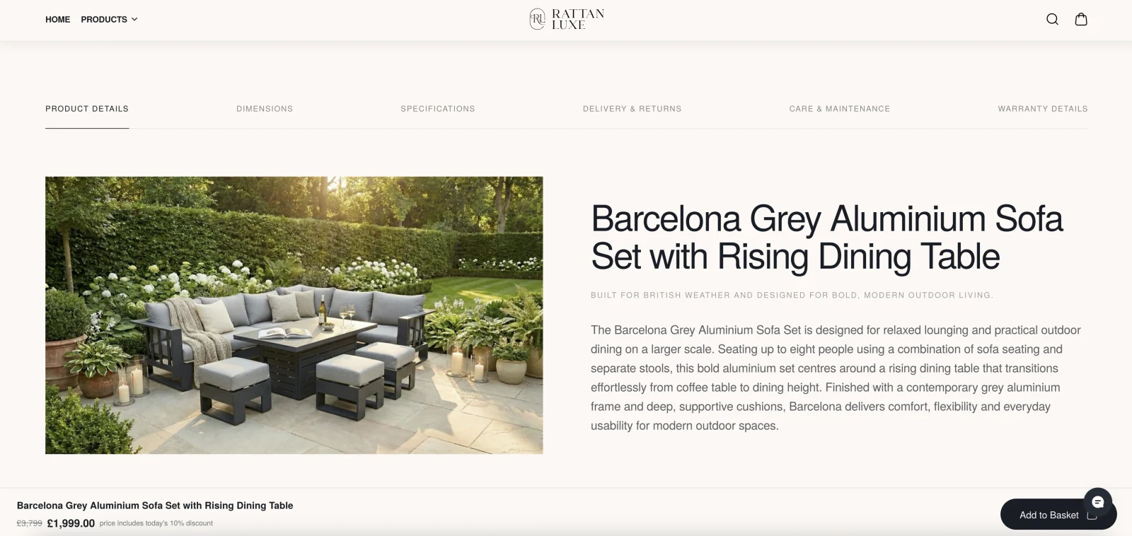Rattan Luxe product specifications and description