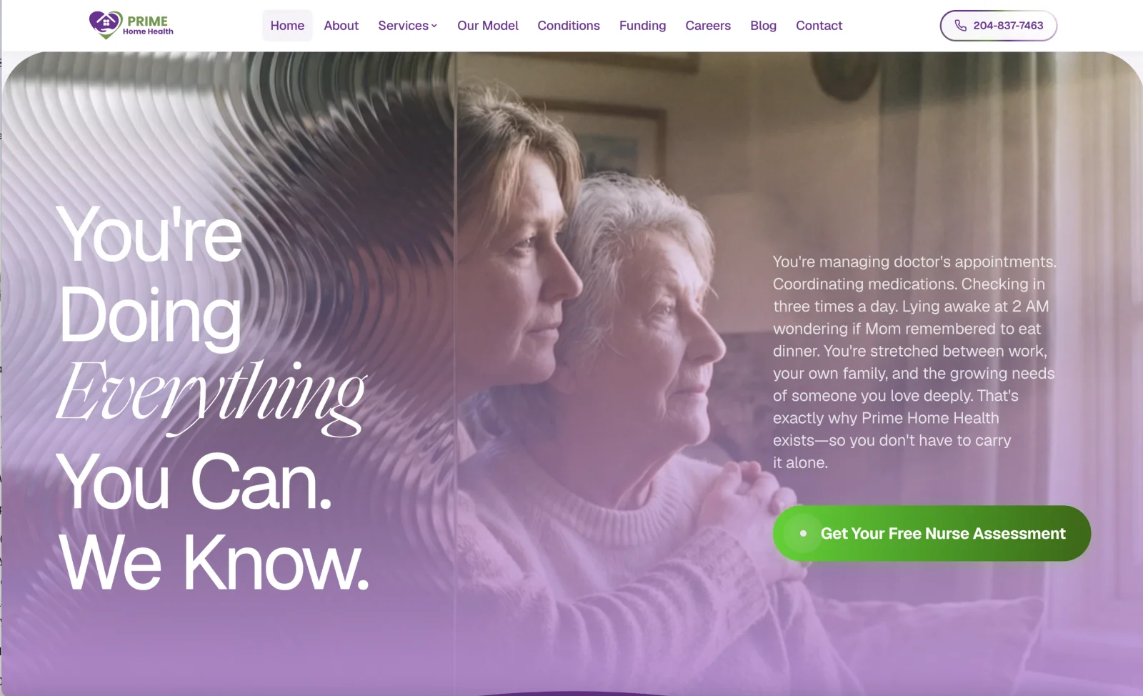 Prime Home Health — intro section with service overview